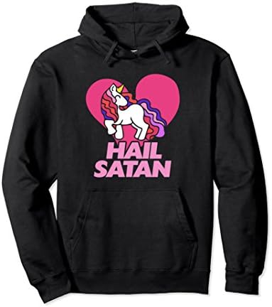 Unisex Hail Satan pullover hoodie funny unicorn lover hail satan Large Black