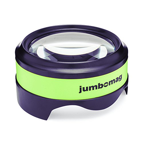 Magnifying Glass with Light for Reading Books Handheld Dome Magnifier 5X LED Large Viewer, Easy to Grip, Ideal for Reading Small Print, Coins, Maps, Macular Degeneration, & Hobby - Green by Jumbomag