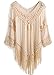 Ghope Women Crochet Bikini Blouse Boho Beach Knitted Top Cover-Up Swimsuit Tunic Beige