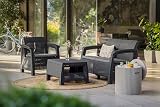 Keter Corfu Outdoor 4 Seater Rattan Sofa Set Graphite Cream Cushions view 2