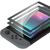 eXtremeRate 2 Pack Gray Border Transparent HD Clear Saver Protector Film, Tempered Glass Screen Protector for Nintendo Switch [Anti-Scratch, Anti-Fingerprint, Shatterproof, Bubble-Free]