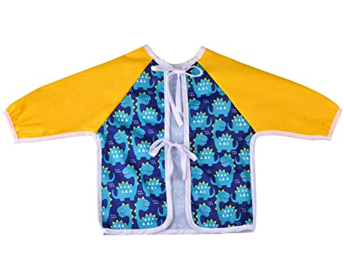 2 Pack Long Sleeved Bib Waterproof Bibs with Pocket, 6 to 24 Months Baby Girl and boy Bib (Dinosaur & Animal) - Thumbnail 2