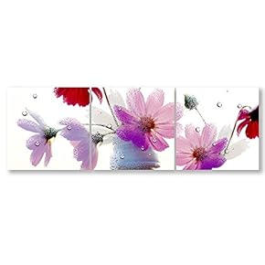 Wall26-3 Panel Canvas Wall Art- Beautiful Flowers -Giclee Painting Wall Bedroom Living Room Home Decoration - 12"x12"x3 Panels