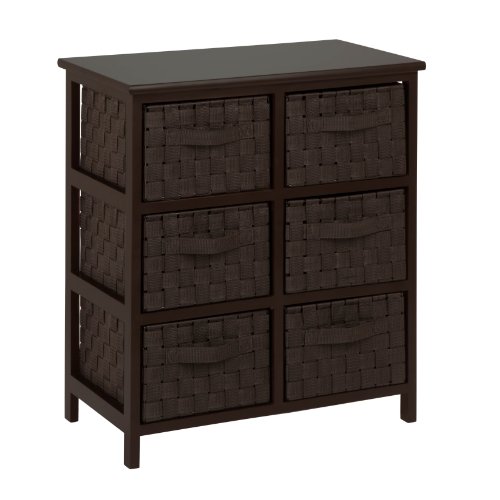 UPC 847539037592, Honey-Can-Do TBL-03759 6-Drawer Storage Chest with Woven-Strap Fabric, Espresso, 24-Inch