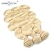FASHION QUEEN Hair 613 Blonde Hair Bundles, Silk Body Wave Brazilian Virgin Hair, Honey Blonde Unprocessed Human Hair Weave 1 Bundle 100g 21 Inch