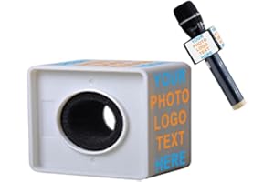 Custom Microphone Logo Live Equipment Box Cube Triangle Interview Box Karaoke mic Flags (White Square)