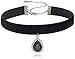 1928 Jewelry Black Velvet with Silver-Tone Black Teardrop Pendant Choker Necklace