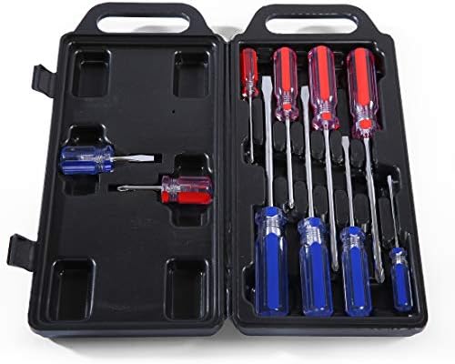 Suptools 10-Piece Magnetic Professional Screwdriver Set with Two Colours -Slotted & Phillips Screwdriver Kit With COMFORTEBLE Handle and Different Sizes Tool Kit for Home Repair,Improvement(Red +Blue)