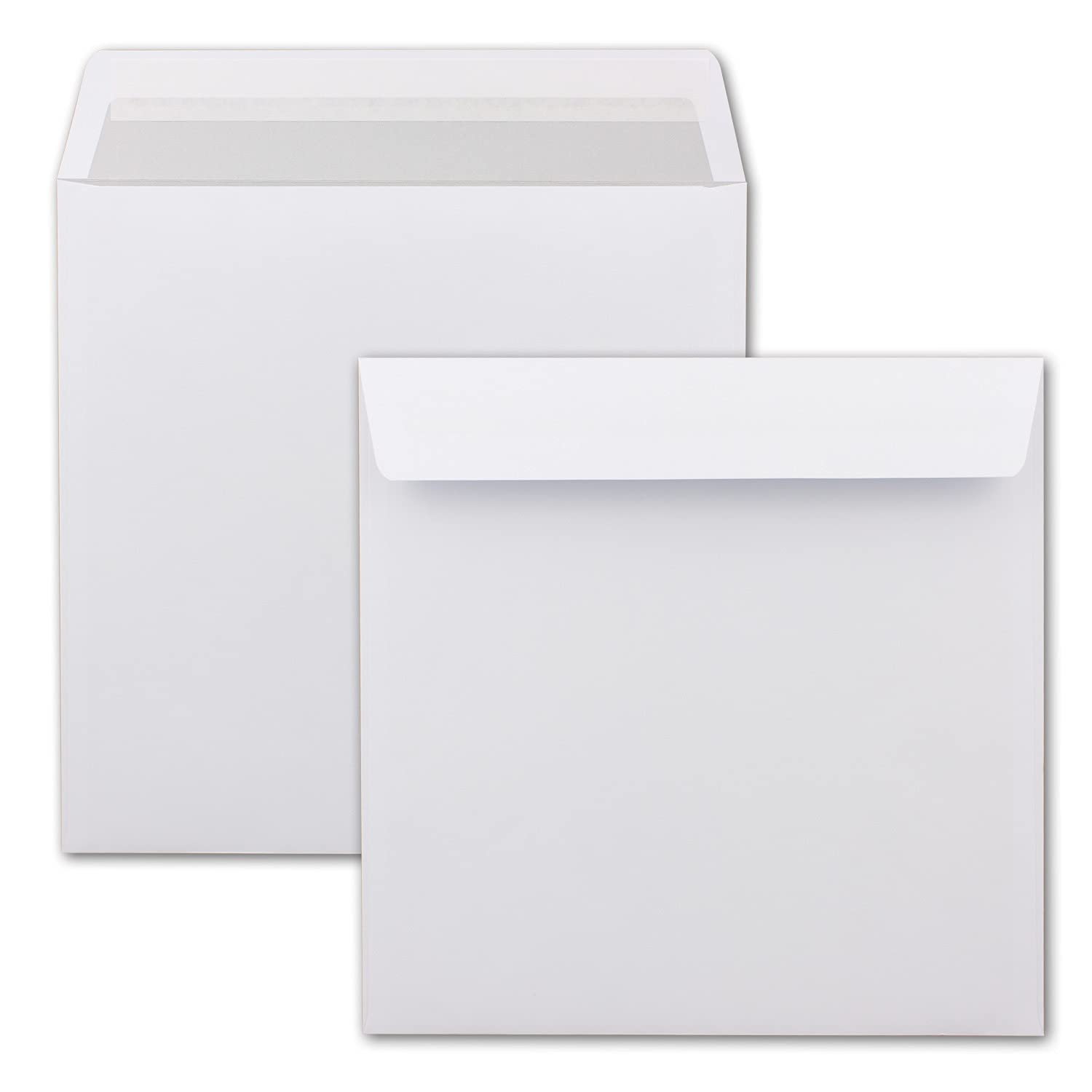 Square Envelopes, 220 mm, White, with Print Inside 100 Stück Weiß mit grauem Innendruck