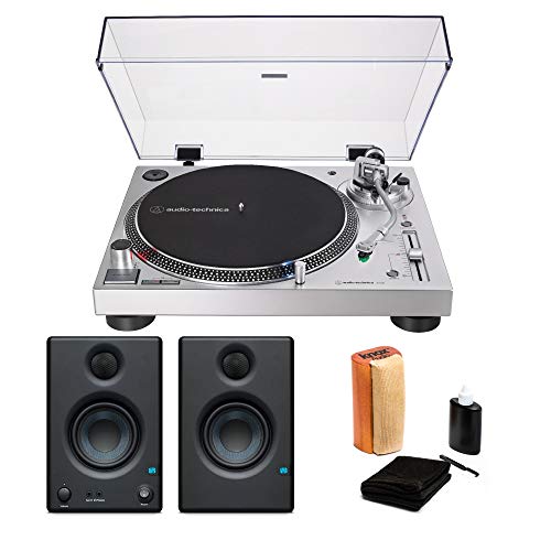 Audio-Technica AT-LP120XUSB Direct-Drive Analog and USB Turntable Bundle with Presonus Eris 3.5 Studio Monitors (Pair) and Knox Vinyl Record Cleaning Kit (3 Items)