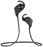 STEREO WIRELESS BLUETOOTH HEADSET-In-Ear Headphones-Loud Bass-Magnetic Power-Noise Cancelling Mic-Sweatproof for Running Gym Sports-iPhone 6s 6 SE plus Galaxy S7 S6 edge Android Phone (Black/Black)