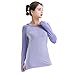 LWJ 1982 Women Hiking Shirts Workout Running Long Sleeve Yoga Thumbhole Tops for Women Sun Protection Tee(Medium, Purple)