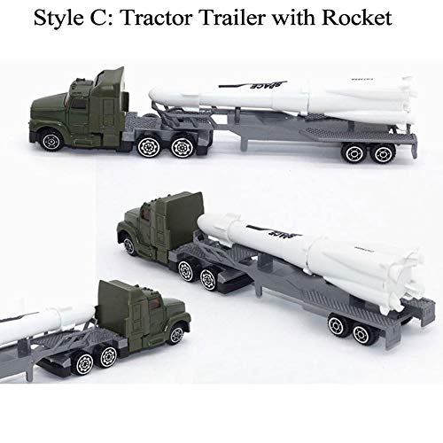 CORPER TOYS Trucks with Flatbed Tractor Trailer Playset Transport Series Die-cast Model Fight Jet Rocket Yacht Boat Carrier Vehicle - 3 Sets