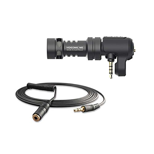 Rode VideoMic Me Directional Microphone for Smart Phones and Rode VC1 10' (3.5mm) Stereo Mini Jack Extension Cable, Suits VideoMic