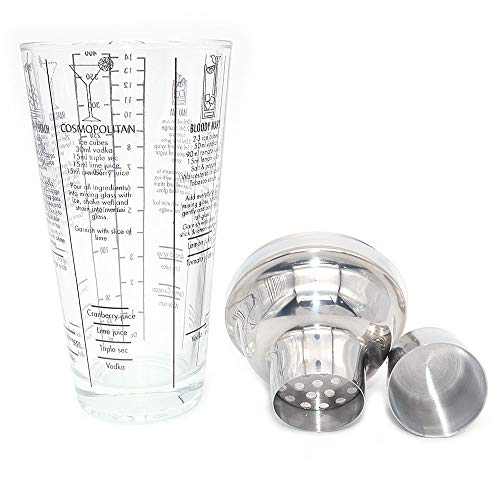 DollaTek 450(ml)/15.2(oz) Edelstahl Barkeeper Cocktail Shaker Graduierte Skala Glas Wein Martini Tequila Rum Wodka… – Bild 5