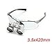 Zinnor Dentist Dental Surgical Medical Binocular Loupes 3.5X 420mm Optical Glass Loupe (Silver)