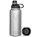 Swig Savvy Sports Water Bottle, Vacuum Insulated Stainless steel, Double Wall, Wide Mouth 2 Leakproof Lid, Travel Thermos - 30oz (Silver)