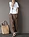 Aeneontrue Women's Casual Linen Wide Leg Pants Trousers with Elastic Waist (Style1_Brown, X-Large)