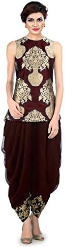 Fabkaz's women Georgette & Jacquard Embroidery Dhoti pant and jecket
