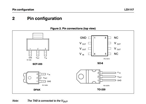 (6-Pcs) STMicroelectronics 3.3V 950mA, LD1117V33 Voltage Regulator ...