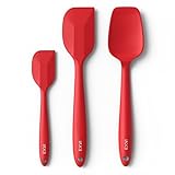 EXVI 3-Piece Flexible Silicone Spatula Set Heat Resistant Non-stick (Red)