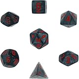 Chessex Polyhedral 7-Die Velvet Dice Set - Black With Red 27478