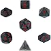 Chessex Polyhedral 7-Die Velvet Dice Set - Black With Red 27478