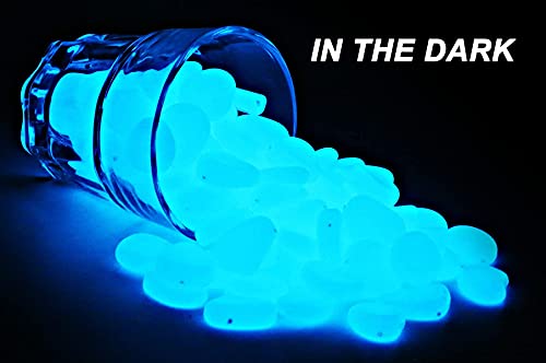 Glow In The Dark Rocks Pond Rocks OGETFUUR 200 Pieces Glow In The Dark Garden Pebbles, DIY Decorative Luminous Stones For Yard And Walkways Decor, Blue Outdoor Fish Pond Glow Rocks