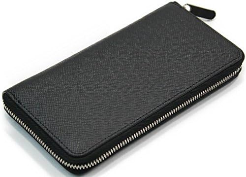 【Shikyou】 Stylish Men's Round Fastner Wallet Purse Embossing (Black)