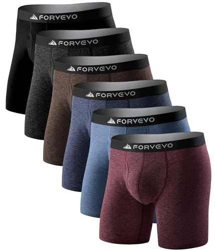 FORVEVO Pack of 6 Men's Merino Boxer Shorts, Merino Wool Underpants, Breathable Soft Underwear (M-3XL)