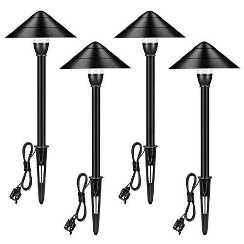 Outdoor Lights Landscape Lights Garden Lights, 12V 3W Low Voltage Patio Lawn Yard Pathway Lights,Aluminum Construction IP65 Waterproof 4000K Natural White (4-Pack)