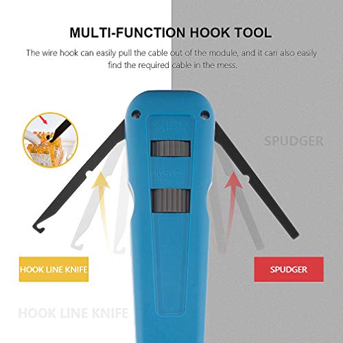 Punch Down Tool with 110 Blade & extra Wire Stripper, Multi-function Hook Tool, for cat6a/cat6/cat5e/cat5 Network Cable