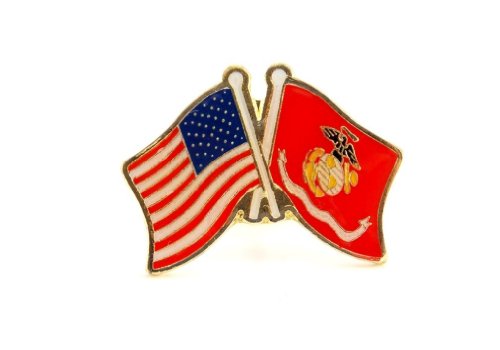 US Marine Corps USMC EGA Flag And USA Flag Crossed Lapel Hat Pin Military PPM642