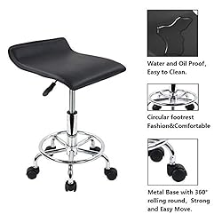 KKTONER Square Height Adjustable Rolling Stool with