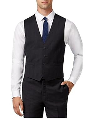 Calvin Klein Extra Slim Charcoal Plaid Four Button New Men's Vest (44 Short)