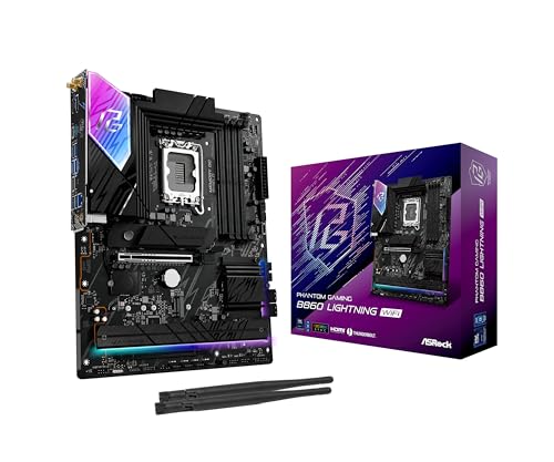 ASRock Phantom Gaming B860 Lightning WiFi 6E Intel Core Ultra LGA1851 DDR5 8933 MHz 256GB M.2 ATX Motherboard Thunderbolt SATA3 6.0 Gb/s PCIe 5.0