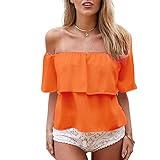 Weixinbuy Women Casual Off Shoulder Boho Crop Top