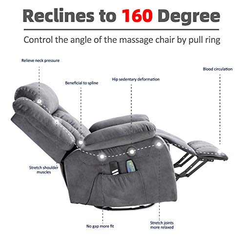 Mecor Massage Recliner Chair w/Adjustable Headrest Flannelette Rocker