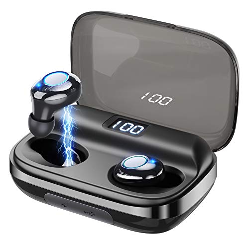 Wireless Earbuds GUSGU Bluetooth 5.0 Earbuds Noise Reduction Waterproof Wireless Headphones 145H Cycle Playtime(Easy Pairing,Deep Bass,Binaural Calls,4000mAh LED Power Display Charging Case) (Best Bluetooth Noise Cancelling Earbuds 2019)