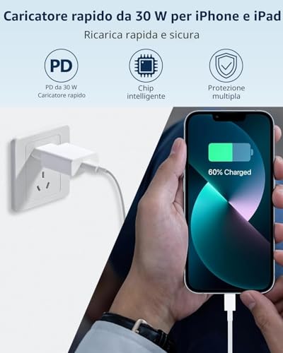iPhone Charger, 30W iPhone Charger 14 13 12 11 Quick Charger Plug iPhone Adapter with 2M USB C Lightning Cable for iPhone 14 13 12 11 Pro Max/Plus/XS/8/7/iPad/SE
