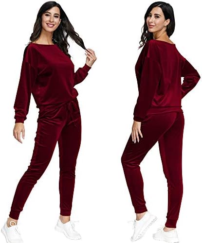Selowin Women Off One Shoulder 2 Piece Casual Jogger Sweatsuit Velvet Tracksuit Sets 5 Selowin Women Off One Shoulder 2 Piece Casual Jogger Sweatsuit Velvet Tracksuit Sets