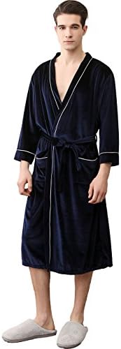 YUAKOU Mens &amp; Womens Gold Velvet Knee-Length Summer His &amp; Her Bathrobe Set Luxurious Soft Couple Kimono Robes