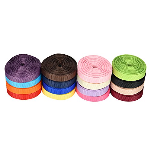 Solid Grosgrain Ribbon-- Faced Satin Ribbon for Hair Bows, Hair bow Clips, Headbands, Floral and Gift Wrapping 88 yard (16 x5.5yard) 3/8"