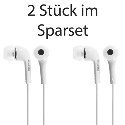 Original-Samsung-Kopfhoerer-2-er-Set-Kopfhoerer-In-Ear-Headset-mit-Anrufannahme-Taste-und-Lautstaerke-Regler-satte-Baesse-Stereo-Sound-EHS64AVFWE-Bulk-Weiss
