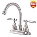 VESLA HOME Modern Stainless Steel Two Handle Bathroom Faucet, Brushed Nickel Bathroom Vanity Sink Faucet without Drain