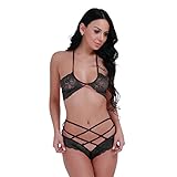 iEFiEL Women Lace Impress Lingerie Flower Bra Panty Set