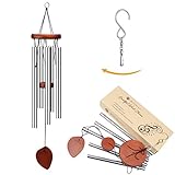 Wind Chimes, 5 Hollow Aluminum Metal Tubes Tuned 24'' Music Windchime with S Hook for Indoor and Outdoor