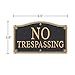 Whitehall Products No Trespassing Wall/Lawn Statement Plaque, Black/Gold