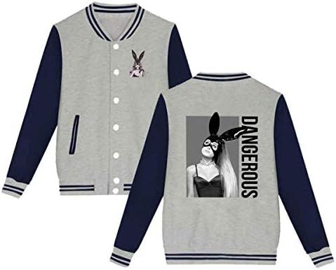 Baseball Uniform Jacket Sport Coat, Aria-na Dangerous Woman Gran-de Cotton Sweater for Women Men Boy Girls
