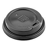 50-CT Disposable Black Lid for Coffee and Tea Cups - Fits 8-OZ, 12-OZ and 16-OZ Cups: Perfect for Coffee Shops, Juice Shops, and Restaurant Takeout - Recyclable Polystyrene Cup Lid - Restaurantware